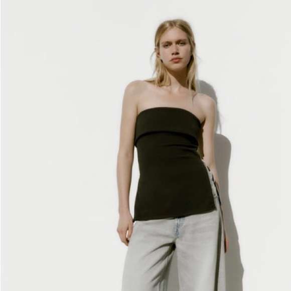 Zara Tops Zara Black Zippered Strapless Tube Corset Top Poshmark